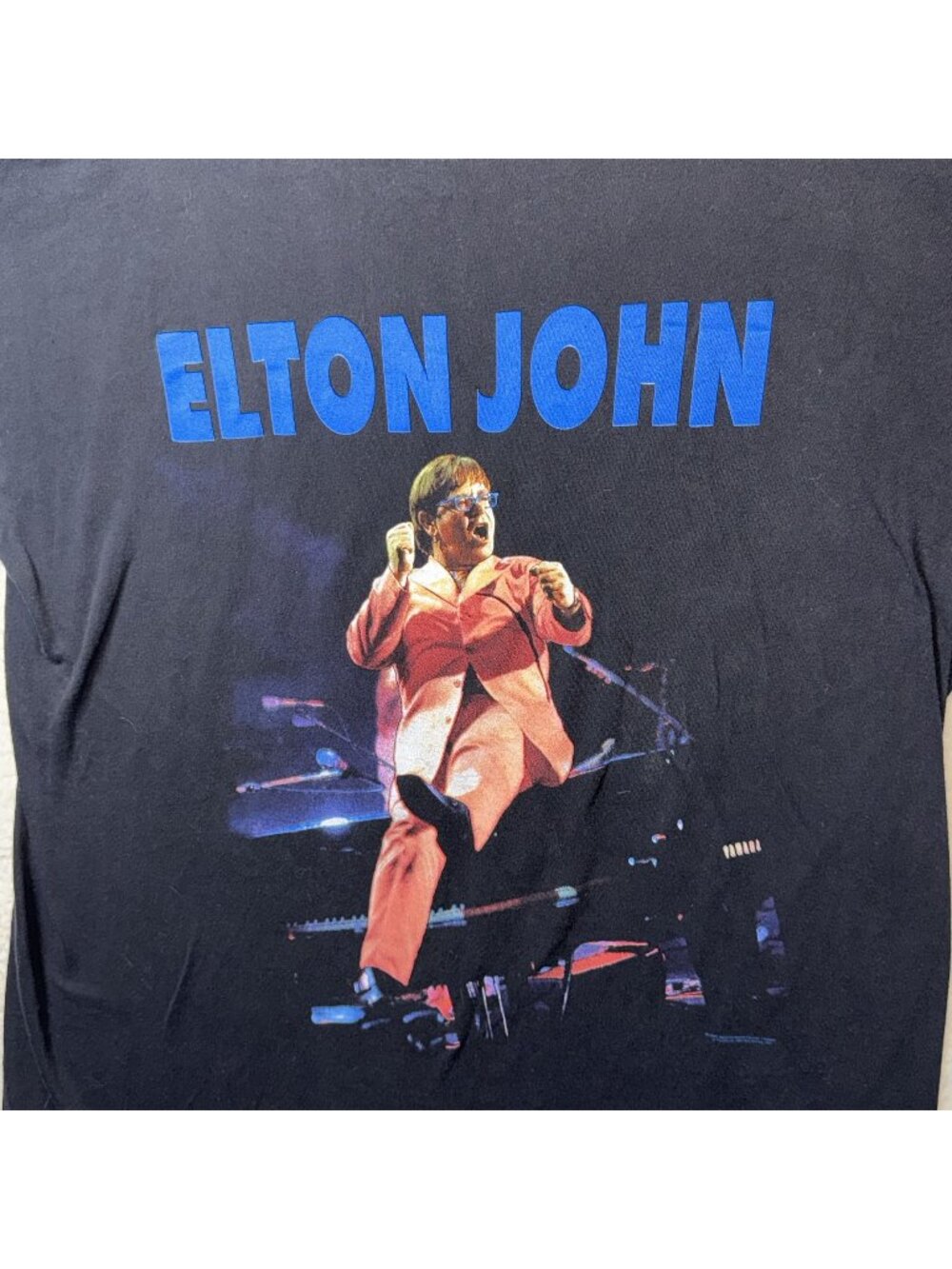 Vintage Elton John Solo Tour T-Shirt Black PolyGram Merchandising Large Cotton